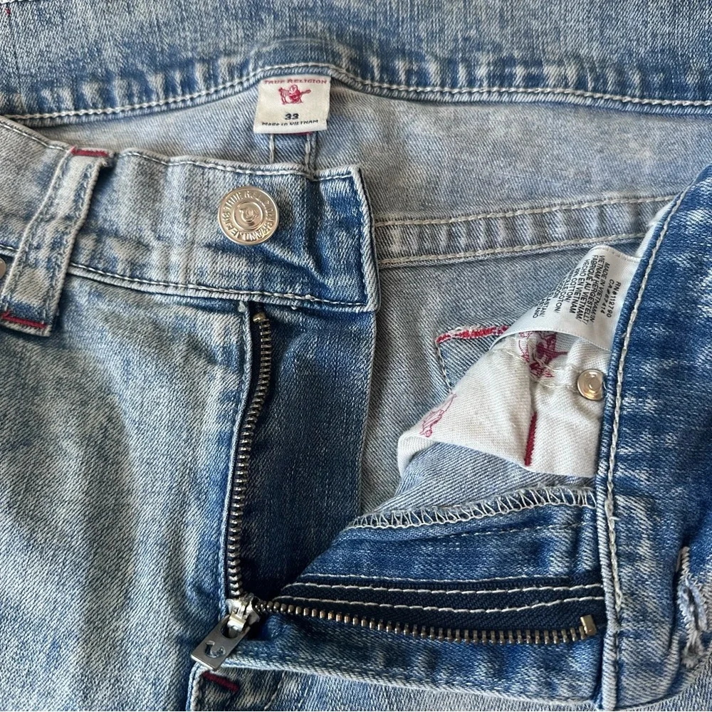 True Religion Jeans Mens Size 33 Blue Denim Geno Relaxed Slim Stretch